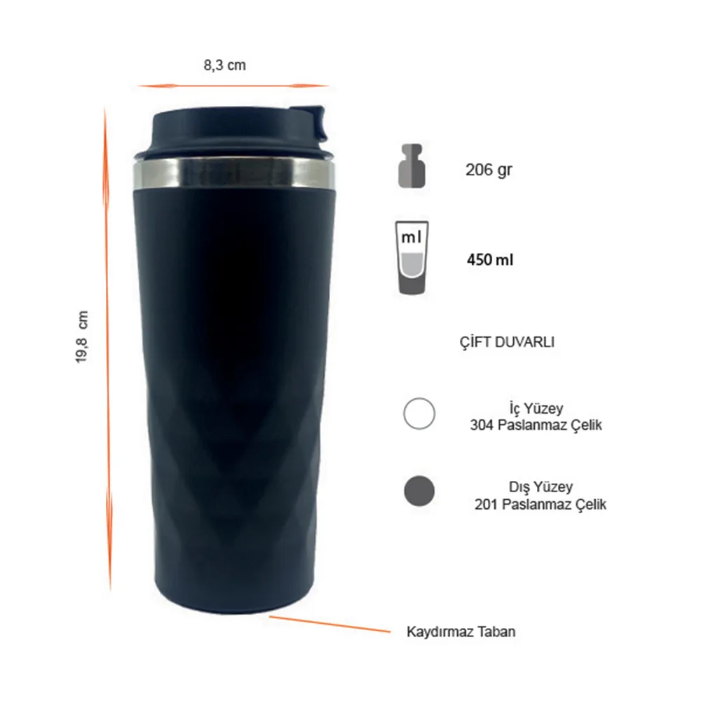 Termos Tipi Çelik Bardak 450 ml