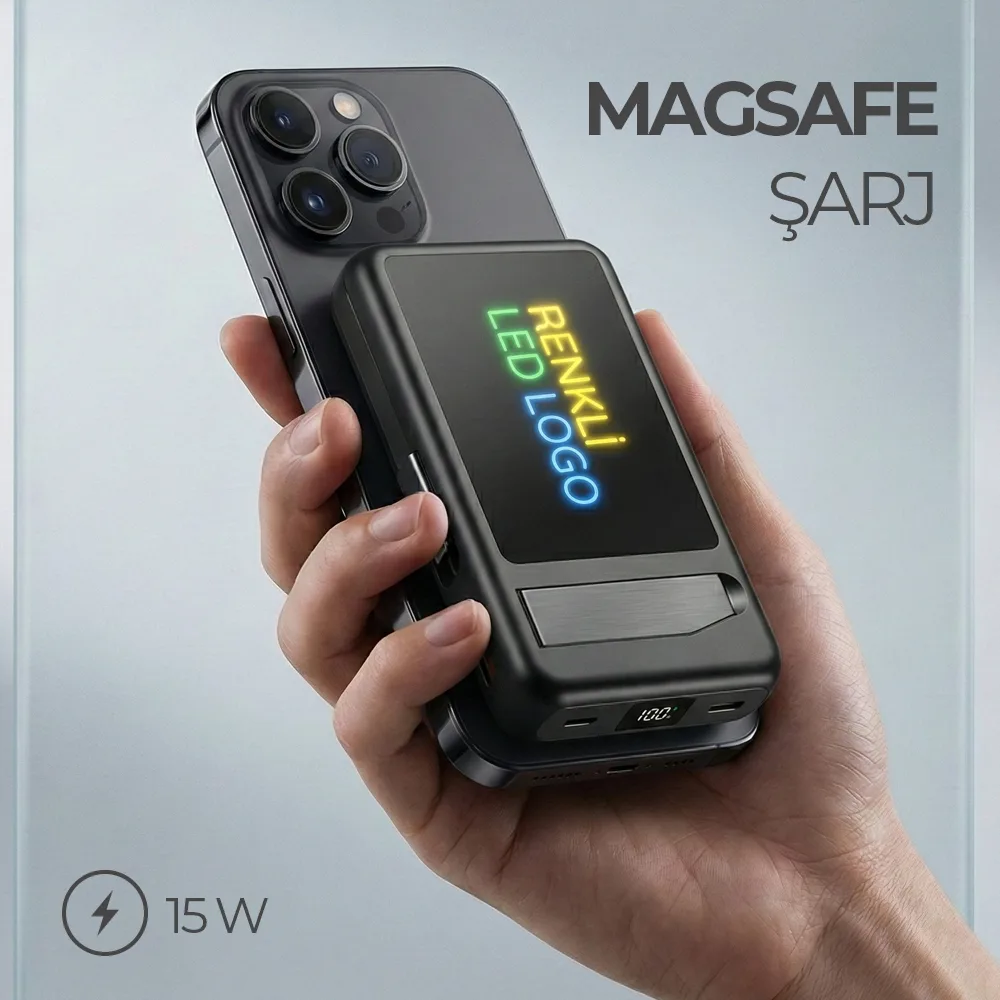 Renkli Işıklı Logo Magsafe 10000 mAh