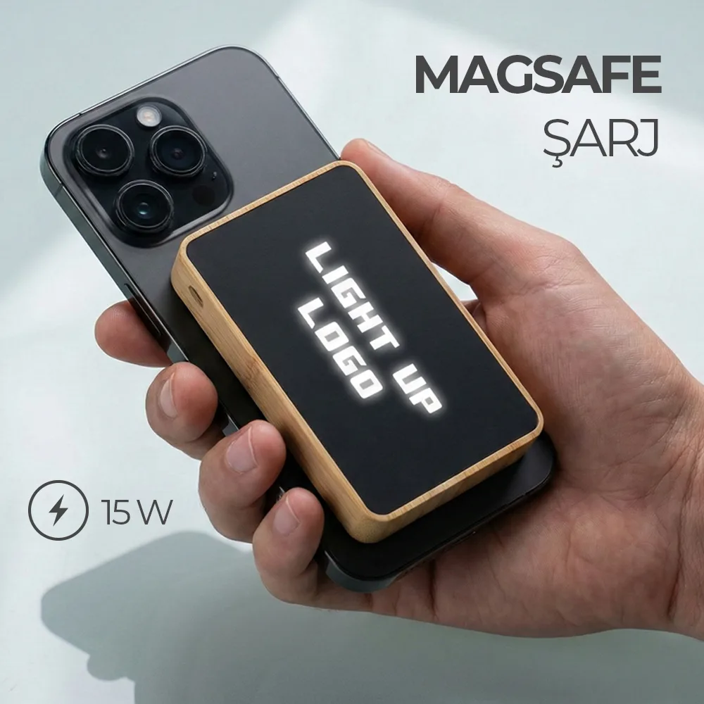 Işıklı Logo Bambu Magsafe 10000 mAh