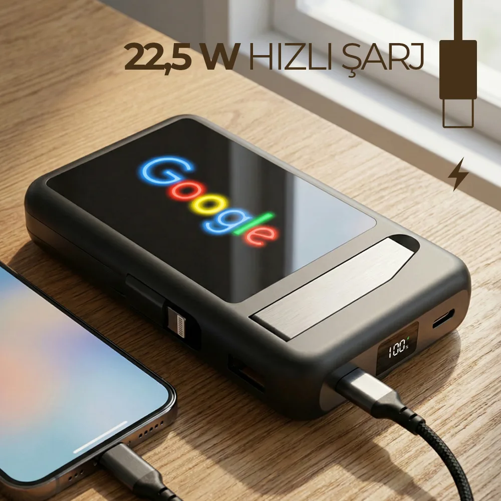 Renkli Işıklı Logo Magsafe 10000 mAh