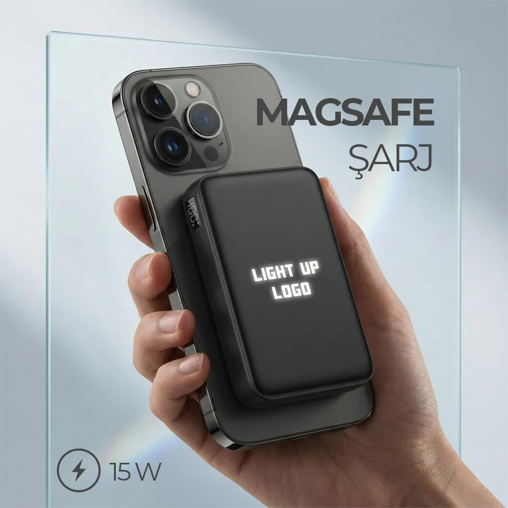 Işıklı Logo Hızlı Wireless Şarj Magsafe 10000 mAh